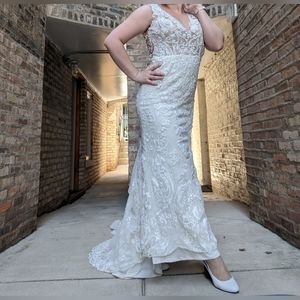 Lace white formal gown